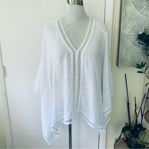 NWOT XCVI 100% white cotton oversized  top/poncho size S/M